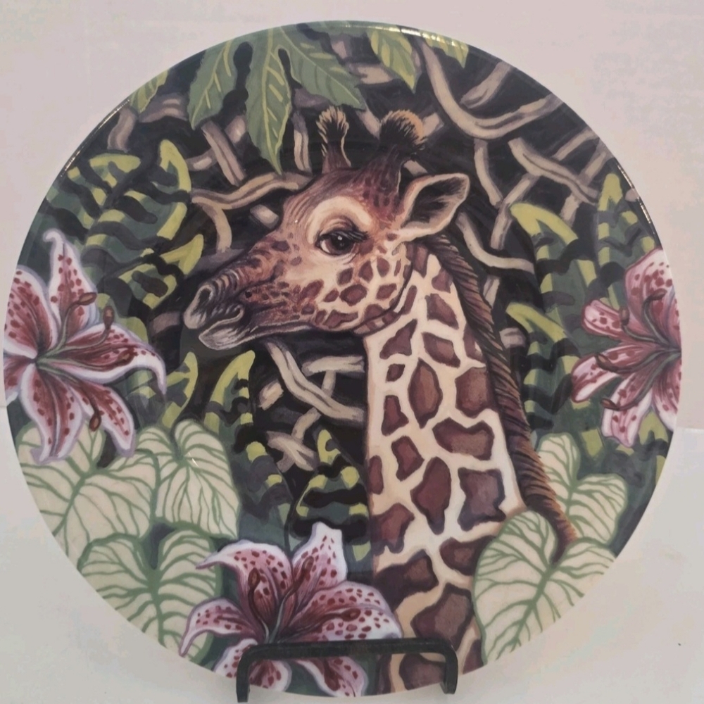 Vintage Fitz & Floyd Exotic Jungle Giraffe 9.25 Salad Plate Bone China